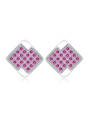 thumb Square Shaped Amethyst Women Stud Earrings 0