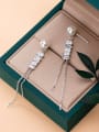 thumb 925 Sterling Silver With Platinum Plated Trendy Geometric Tassel Earrings 0