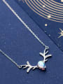 thumb 925 Sterling Silver With Silver Plated Simplistic Antler Water Drop Necklaces 1