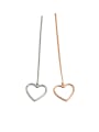 thumb Simple Hollow Heart Silver Line Earrings 0