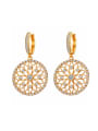 thumb Retro micro-inlaid zircon hollow carved disc earrings 0