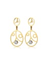thumb Personality Mask Shaped Gold Plated Zircon Drop Earrings 0