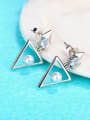 thumb Simple Hollow Triangle Imitation Pearl Cubic Zircon Copper Stud Earrings 2