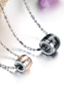 thumb Fashion Personalized Round Bead Rhinestone Titanium Lovers Necklace 2
