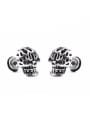 thumb Stainless Steel With Antique Silver Plated Personality Skull Stud Earrings 0