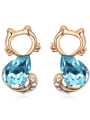 thumb Fashion Cartoon Kitten Water Drop austrian Crystal Alloy Stud Earrings 2