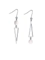 thumb 925 Sterling Silver With Shell Simplistic Triangle Drop Earrings 0