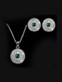 thumb Noble Round Shaped stud Earring Necklace Jewelry Set 1
