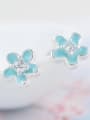 thumb Zircons Color Glue Flower Stud Earrings 1