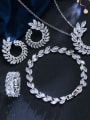 thumb Luxury Shine Square High Quality Zircon Round Necklace Earrings ring bracelet 4 Piece jewelry set 2