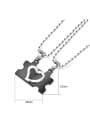 thumb Black Puzzle Heart-shaped Lovers Necklace 3
