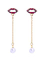 thumb Lips Shaped Shell Pearls Personality Drop Earrings 0