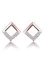 thumb Simple 925 Sterling Silver Hollow Square Stud Earrings 0