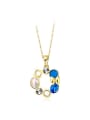 thumb Exquisite Gold Plated Geometric Shaped Opal Stone Necklace 0