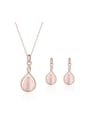 thumb 2018 Alloy Rose Gold Plated Fashion Artificial Stones Water Drop shaped Two Pieces Jewelry Set 0