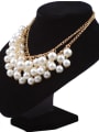 thumb Elegant White Imitation Pearls Gold Plated Alloy Necklace 1