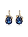 thumb Blue Water Drop Shaped Glass Stone Stud Earrings 0