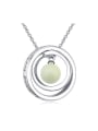 thumb Fashion Imitation Pearl Double Ring Pendant Alloy Necklace 0