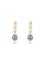 thumb 18K Gold Plated Grey Artificial Pearl Drop Earrings 0