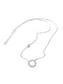 thumb Simple Hollow Round Cubic Tiny Zirconias Silver Necklace 0