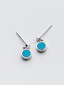 thumb Fashion Round Shaped Blue Stone S925 Silver Drop Earrings 0