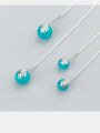 thumb S925 Simple blue sky stone line earring 1