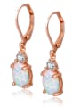 thumb Oval Shaped Rose Gold Plated Hook Earrings 0