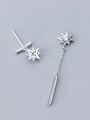 thumb 925 Sterling Silver With Platinum Plated Simplistic Ray Star Asymmetry Stud Earrings 2