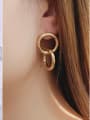 thumb Titanium With Gold Plated Simplistic Hollow  Round Drop Earrings 1