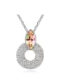 thumb Simple Hollow Round Pendant austrian Crystal Alloy Necklace 0
