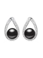 thumb Simple Water Drop Imitation Pearl Shiny Crystal-covered Stud Earrings 3
