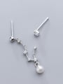 thumb 925 Sterling Silver With Platinum Plated Delicate asymmetric  Stud Earrings 2