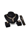 thumb Alloy Imitation-gold Plated Vintage style Leaf-shaped CZ Four Pieces Jewelry Set 0