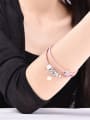 thumb Pink Crystal Geometric Shaped Leather Bracelet 1