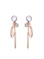thumb Creative Rose Gold Plated Feather Shaped Turquoise Drop Earrings 0