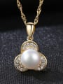thumb Sterling silver plated 18K-gold 7-7.5mm natural pearl necklace 0