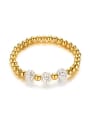 thumb Exquisite Gold Plated Titanium Beads Rhinestone Bracelet 0