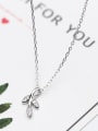 thumb Fresh Leaf Shaped Rhinestone S925 Silver Necklace 1