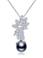 thumb Fashion pearl shell pendant Zircon Necklace 0