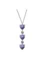 thumb Heart-shaped Purple Crystal Necklace 0