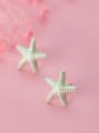 thumb 925 Sterling Silver With Platinum Plated Simplistic Star Stud Earrings 2