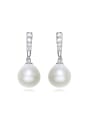 thumb Fashion White Artificial Pearl Cubic Zirconias 925 Silver Stud Earrings 0
