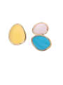 thumb Alloy With Rose Gold Plated Simplistic Asymmetry Oval Stud Earrings 2