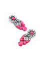 thumb Alloy Sweet Flower Color Stones Stud Earings 2