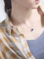 thumb All-match Blue Round Shaped Crystal S925 Silver Necklace 1