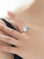 thumb Simple Cubic austrian Crystal Silver Ring 1