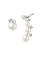 thumb Elegant Asymmetric Artificial Pearl Drop Earrings 0