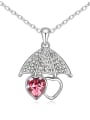 thumb Exquisite Heart Umbrella austrian Crystals Pendant Alloy Necklace 1