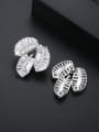thumb Copper With 3A cubic zirconia Delicate Leaf Stud Earrings 2
