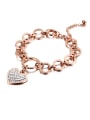 thumb Love Heart Diamond Circle Rose Gold Bracelet 0